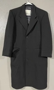 Mens London Fog 3 Button Long Coat Size Small Black Trench - Picture 1 of 13