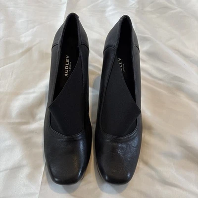 Zapatos de tacón Audley London para mujer de cuero negro talla 39,5 talla 9,5 EE. UU. Foto 1 de 4