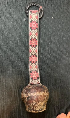 Antique Vienna Austrian Swiss Iron Hanging Farm COW BELL w/label - Image 1 of 4