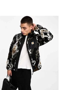 Carhartt WIP Prentis Liner Sherpa Jacket Men’s L Full Zip - Black / White / Mult - Picture 1 of 5
