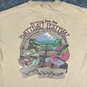 T-shirt vintage Batteau Festival uomo taglia L marrone 1993 canoa fiume grafica maglietta - Foto 1 di 9