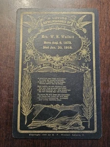 Kurioses antikes Foto Beerdigung Gedenk Kabinett Karte Trauer W. M. Wallace 1918 - Bild 1 von 2