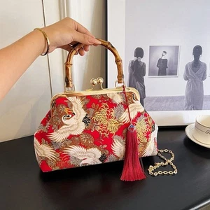 Tassel Handbag Rattan Handle Chain Shoulder Bags For Women Bride Wedding - Picture 1 of 14
