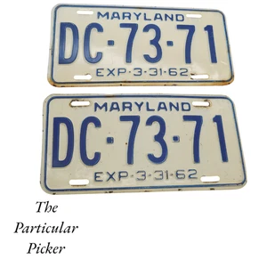 Maryland License Plate Set Tag # DC-73-71 1962 Matching Pair Of 2 GUC Blue/White - Picture 1 of 1