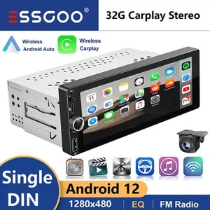 Android12 Carplay Single 1 Din Car Stereo Radio GPS WIFI Touch Screen 2+32G +AHD - Picture 1 of 14