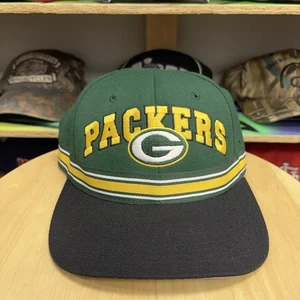 VTG 90s Starter Green Bay Packers Hat - Green - Striped - Strapback - DEADSTOCK - Picture 1 of 6