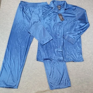 Stafford Pajama Set Satin Star Sapphire Sleepwear L/S Shirt & Pants Mens M NWT - Picture 1 of 17
