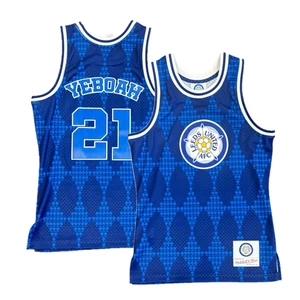Leeds United Men's Jersey Mitchell & Ness Basketball Yeboah 21 Top - New - Picture 1 of 3