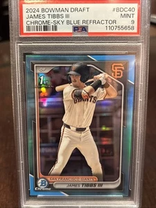 2024 Bowman Draft James Tibbs Sky Blue RC Refractor PSA 9 BDC40 - Picture 1 of 3