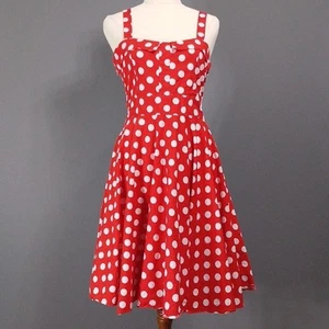 Maggie Tang Rockabilly Dress Size M Red White Full Circle Vintage Retro Style - Picture 1 of 11