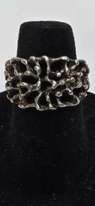 Vintage Modernist Sterling Silver Ring Brutalist Mens Size 5 4.12g JP Marked - Picture 1 of 9