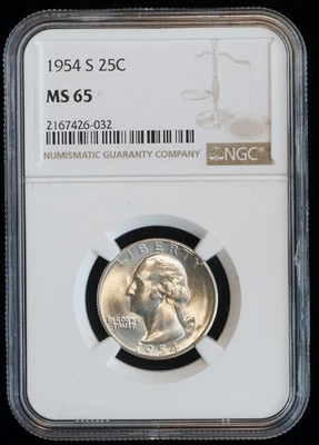 1954 S Washington Silver Quarter MS 65 NGC - Image 1 of 4
