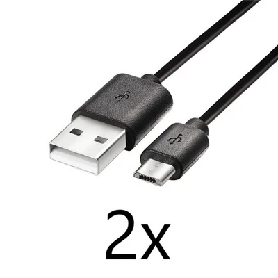 2x Black Micro USB Charge + Data Cable 3ft Long for Samsung Galaxy S5/S6/S7/Edge - Image 1 of 4