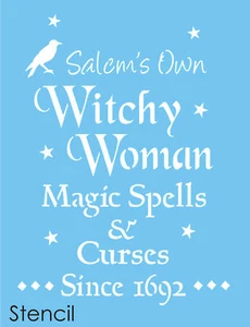 Joanie Stencil Salem Witchy Woman Crow Star Magic Spell Curses 1692 DIY Signs - Picture 1 of 7