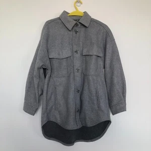 New: Stradivarius Shacket Longline Overshirt Grey Size XS RRP £45 - Picture 1 of 9