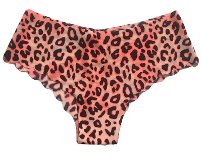 Victorias Secret 动物印花激光切割 Cheeky 内裤 XS 码性感橙色黑色 — 第 1/4 张图片