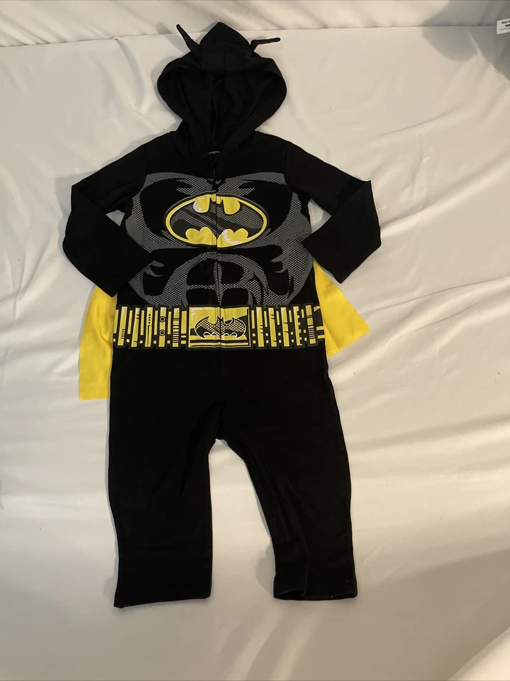 Batman Costume Pajamas Boys 18 M DC Comics Halloween Suit Cape Infants Black - Image 1 of 4