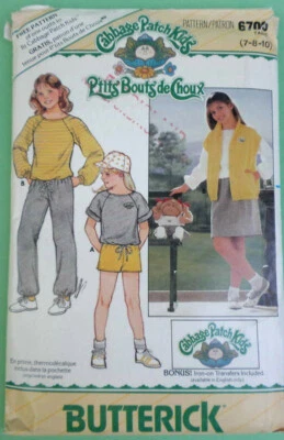 Butterick 6706 Girls Sz 7-10 Skirt Sweat Top & Cabbage Patch Doll Sewing Pattern - Image 1 of 4