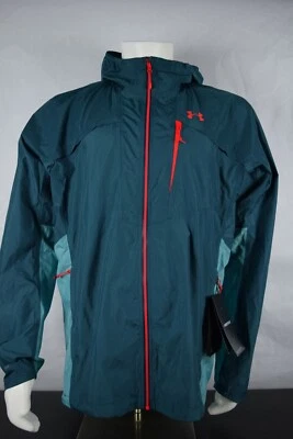 NWT! $160 Mens Under Armour Storm Proof Hooded Jacket Pertex XL 1306193 green - Image 1 of 4