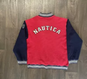 Vintage 90s Nautica 1/4 Zip Red Blue Pullover Men's XL - Picture 1 of 8