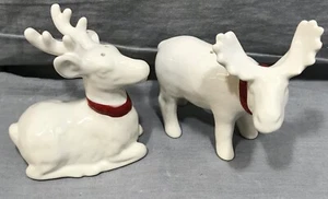 Pottery Barn Ceramic Stag Salt & Pepper Shakers Holiday - Picture 1 of 4