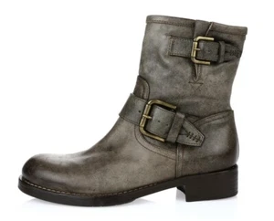 Alberto Fermani Womens Gray Leather Short Buckled Side Zipper Boots Size 35.5 - Picture 1 of 6