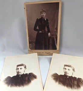 Antique Cabinet Card Photos Set of 3 Parker's Gallery Chicago Elkader Victorian - Picture 1 of 6