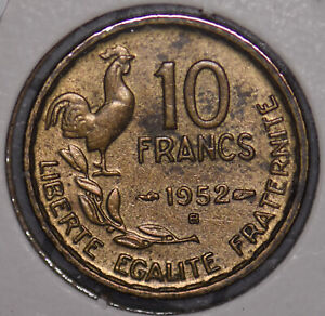 France 1952 10 Francs Rooster animal  900456 combine shipping