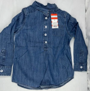 Toddler Girls' Button-Down Shirt - Cat & Jack - Denim (5T) - Picture 1 of 5