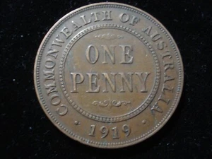 Australian 1919 Penny 6 Pearls Centre Diamond KGV (SA07) - Picture 1 of 2