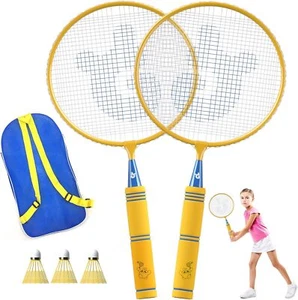 Kids Badminton Set w/ Soft Grip, Shuttlecocks & Carry Bag, 2 Player - Picture 1 of 9
