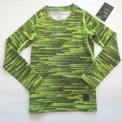 Nike Boys PRO Warm Long Sleeve Top Shirt - 856133 - Volt 702 - Size S - NWT - Image 1 of 4