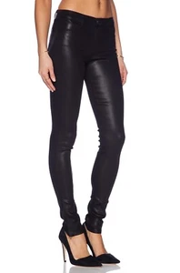 NWT J Brand Ryan Skinny in Fearless Coated Black Stocking Ankle Zip Jeans 24 - Picture 1 of 12