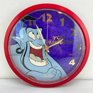 VTG Sunbeam Quartz Disney Aladdin Wall Clock "You Rubbed?" Blue Genie Wall Clock - Picture 1 of 11
