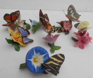 FRANKLIN MINT Butterflies Of The World 6 lot flowers porcelain - Picture 1 of 9