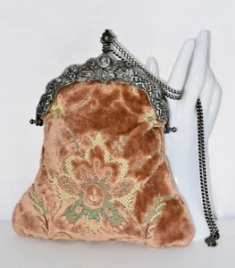 Vintage 1920s Victorian TAPESTRY CARPET BAG OF AMERICA EDWARDIAN ERA Chain Strap - Picture 1 of 11