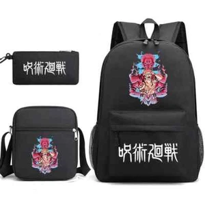 Zaino scuola Anime Jujutsu Kaisen borsa a tracolla astuccio portamatite set 3 pezzi - Foto 1 di 56
