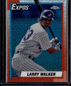 2025 Topps Larry Walker 1990 Topps Design Silver Pack Blue Refractor 012/150 - Picture 1 of 2