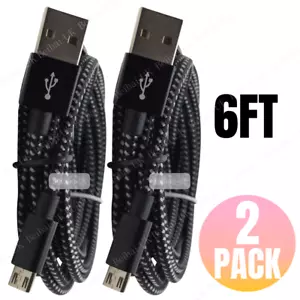 2 Pack 6FT/2M Micro USB Cable Fast Charger Charging Data Cord For Samsung LG HTC - Picture 1 of 8