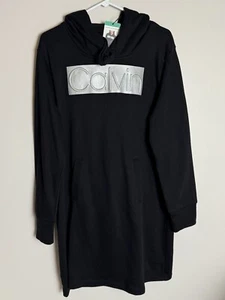 Felpa donna con cappuccio Calvin Klein nuova con etichetta abito argento scritto lunghezza ginocchio XL - Foto 1 di 12