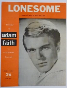LONESOME Sheet Music ADAM FAITH 1962 UK printing - Picture 1 of 2