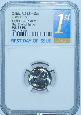 2019 D NGC MS67PL Prooflike First Day Of Issue Roosevelt Dime - Image 1 of 2