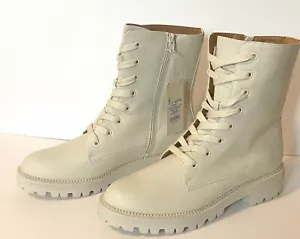 NEW Saylor Lace Up Side Zip Memory Foam 8" Tall Combat Boots Cream A New Day 11M - Picture 1 of 12