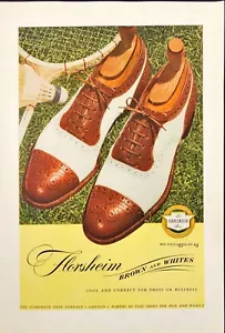 1946 Florsheim Mens Brown and Whites Dress Shoes Chicago Vintage Print Ad - Picture 1 of 6