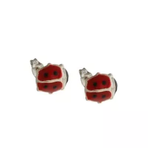 Orecchini in oro 18 Kt 750/1000 con coccinella smaltata da donna - Bild 1 von 2