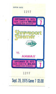 Shreveport Steamer WFL Home Game Full Ticket- Game 7- Sept 28th, 1975 vs Hawaii