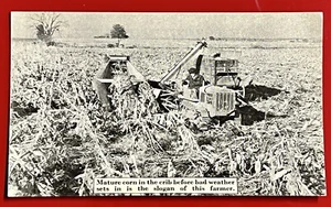 DE COLECCIÓN NUEVA IDEA RECOGEDORA DE MAÍZ COSECHADORA GRANJA DISTRIBUIDOR PUBLICIDAD EN BLANCO Y NEGRO POSTAL RPPC - Imagen 1 de 7