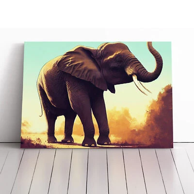 Elephant Portrait Canvas Wall Art Print Framed Picture Decor Living Room Bedroom - Image 1 of 4