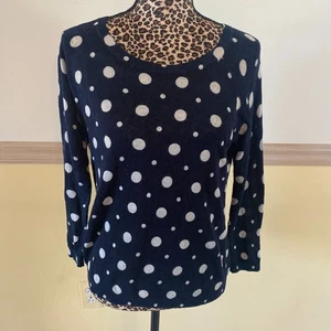 Nice Things Paloma S. Women's Navy Cream Polka Dot Sweater Size Small L11 - Picture 1 of 4