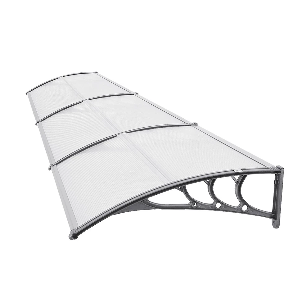 Front Door Canopy Outdoor Awning, Rain Shelter Porch, Window, Grey Brown Color